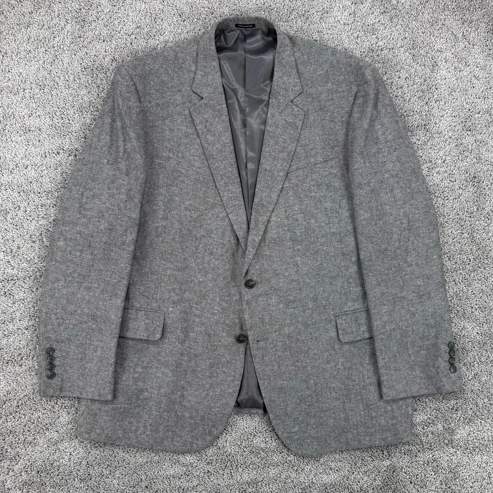 Stafford Linen Blazer Men's 50R Gray Classic Fit Signature Sport Coat Dual Vent